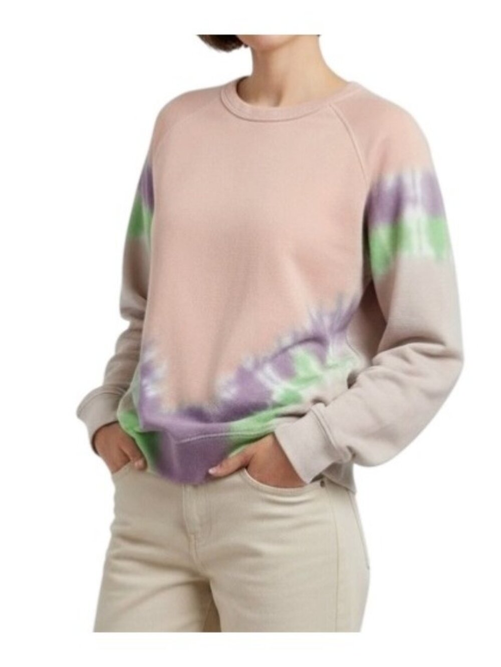 DAYDREAMER LA Tie Dye Crewneck Sweatshirt XS Pink Purple Green 100% Cotton USA